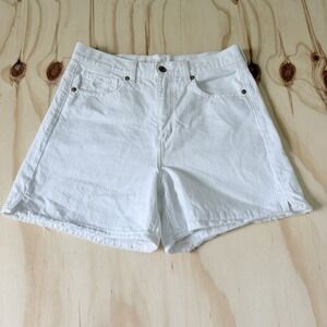 American Eagle Size 6 Baggy Mom Denim Shorts white distressed